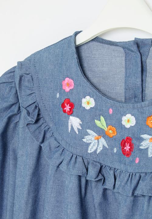 Pop Candy - Embroidered denim dress - blue