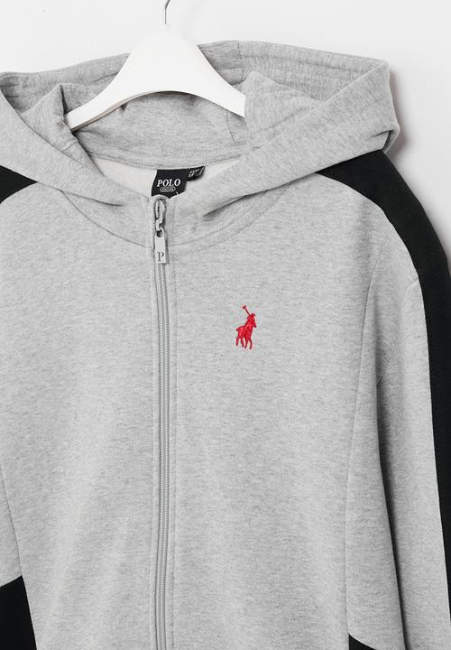 POLO - Boys griffin colour blocked zip thru hoody - grey