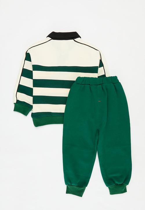 Pop Candy - Striped top and pant set - green & white