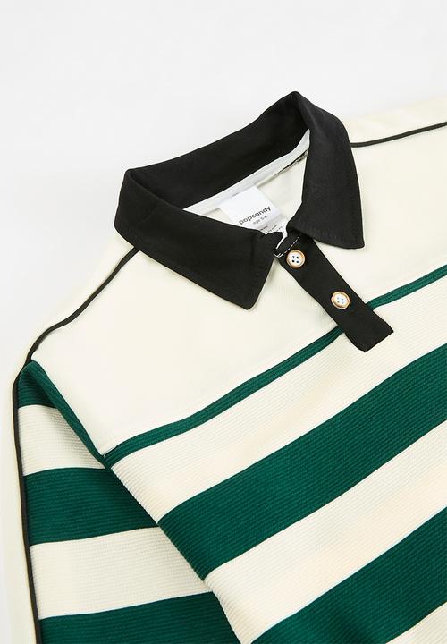 Pop Candy - Striped top and pant set - green & white