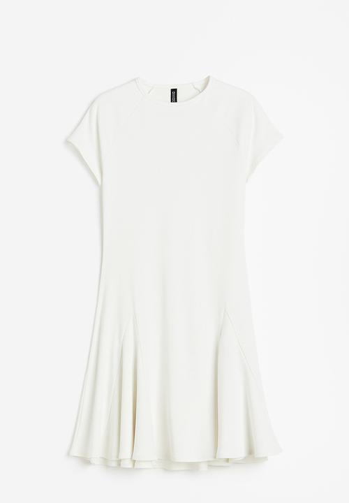 H&M - Godet-pleated jersey dress - white