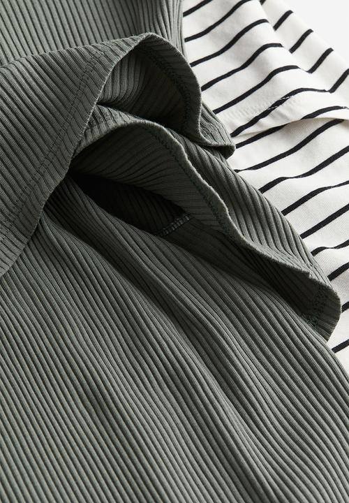 H&M - Mama before & after 2-pack maternity/nursing tops - green,white,multi
