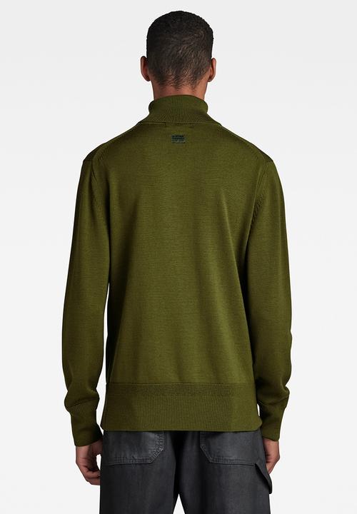 G-STAR - Premium core turtle knit Washable merino knit - dark olive
