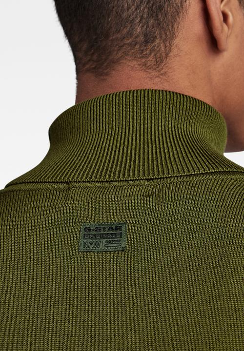 G-STAR - Premium core turtle knit Washable merino knit - dark olive