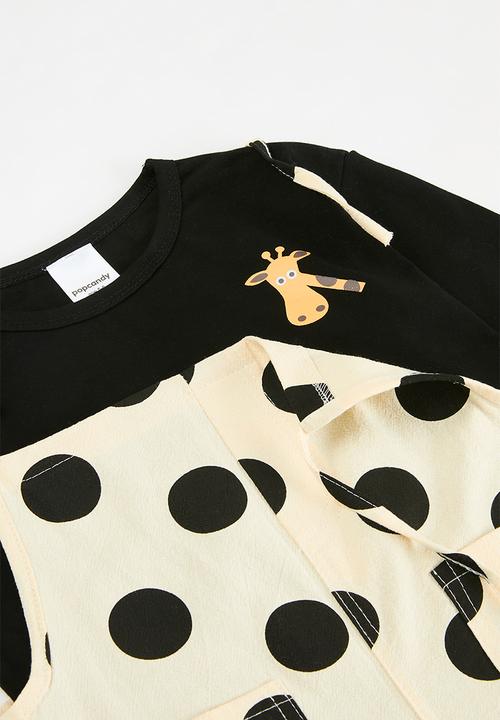 Pop Candy - Polka dot dungaree and top set - black & white