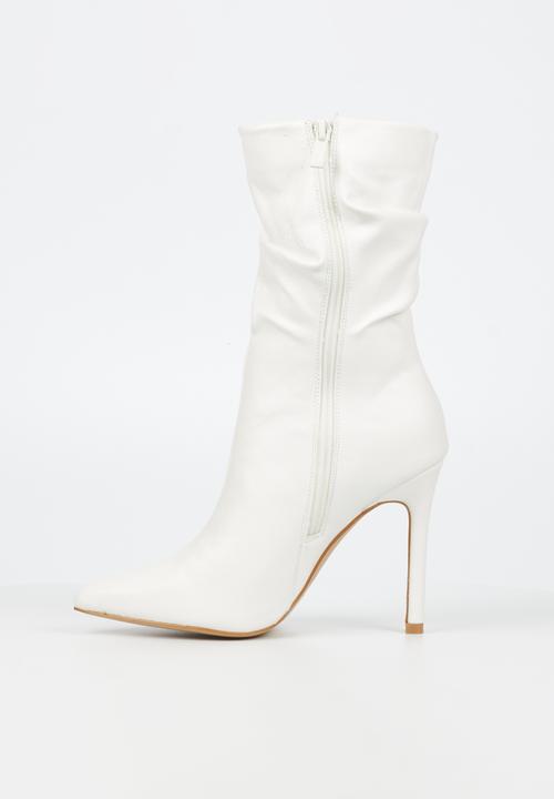Miss Black - Boss 3 ruched calf boot - white