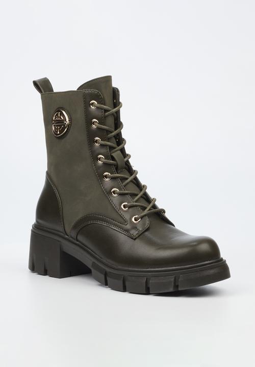 Miss Black - Odyssey 3 lace-up boot - olive