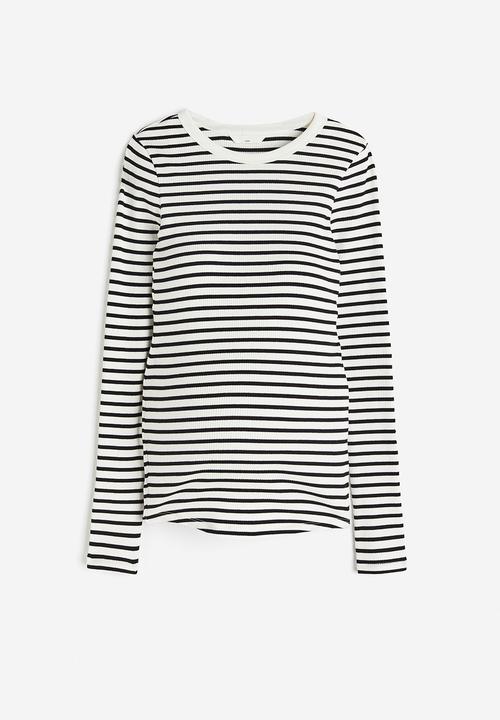 H&M - Mama ribbed jersey top - white/striped
