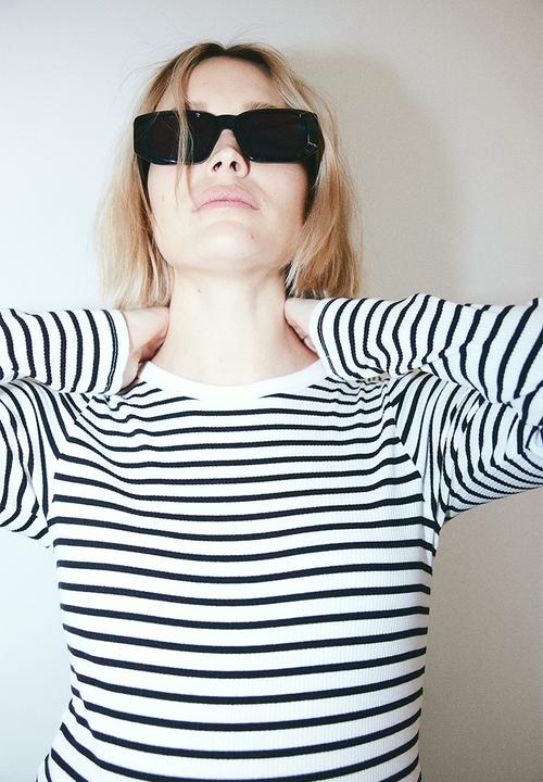 H&M - Mama ribbed jersey top - white/striped
