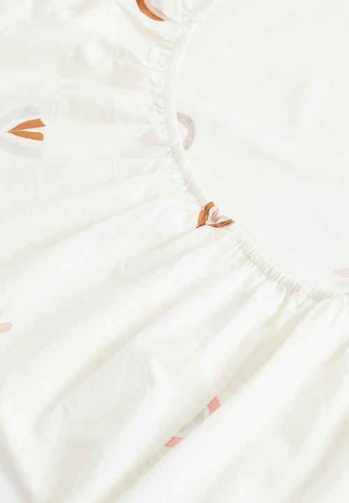 H&M - Patterned cotton fitted sheet - multi white