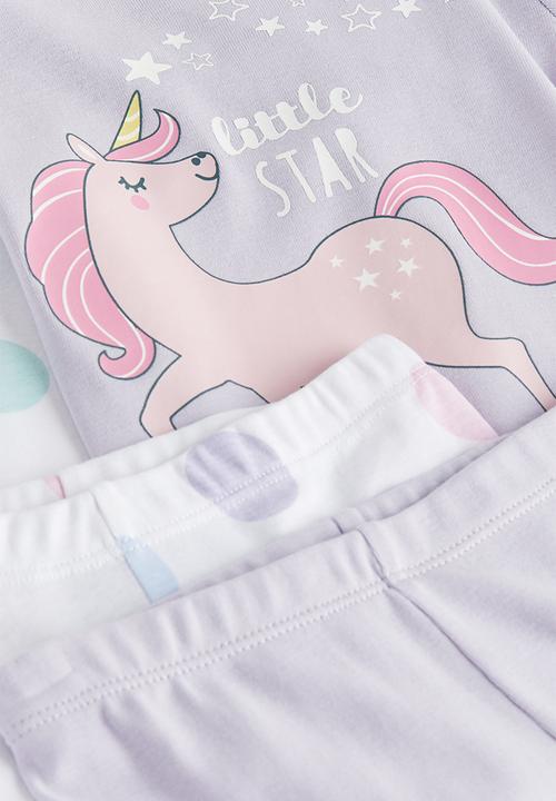 H&M - 2 pack jersey pyjamas - purple multi & white