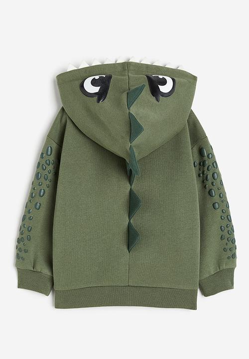 H&M - Appliquéd zip-through hoodie - green multi