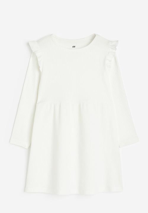 H&M - Ribbed jersey dress - white