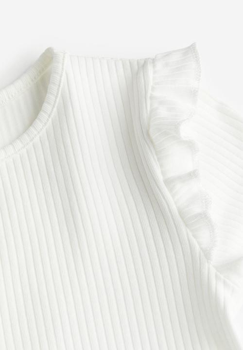 H&M - Ribbed jersey dress - white