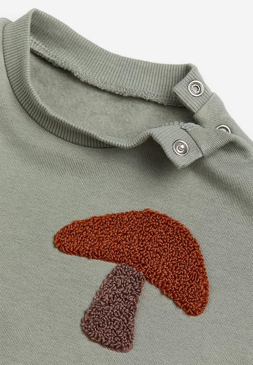 H&M - Appliquéd sweatshirt - khaki green