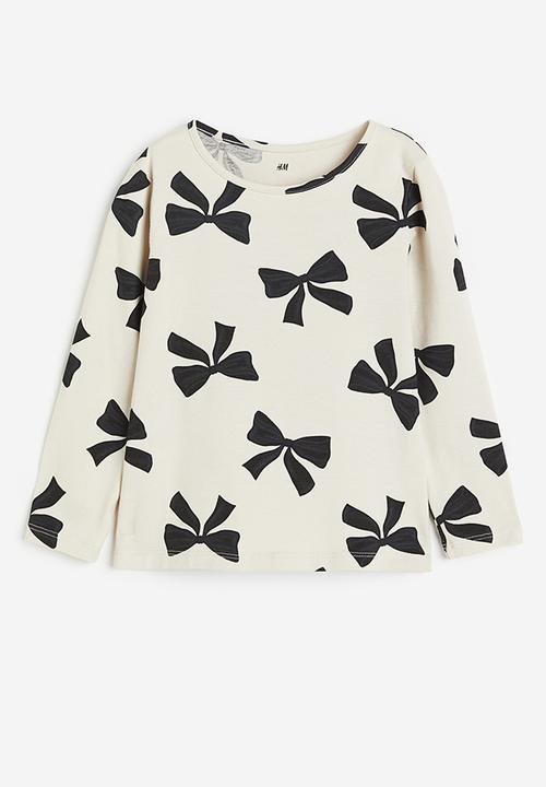 H&M - Printed jersey top - white bows