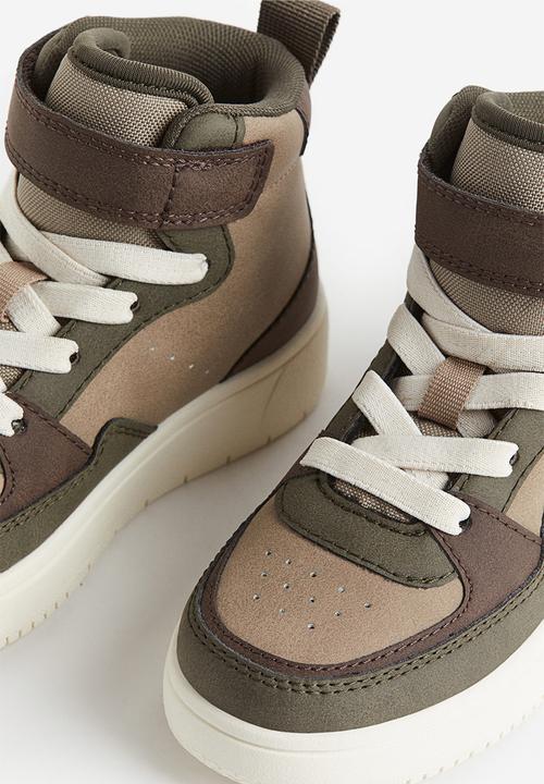 H&M - Hi-top trainers - khaki green & block-coloured