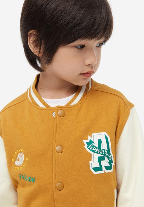 H&M - Motif-detail baseball jacket - dark beige & passion