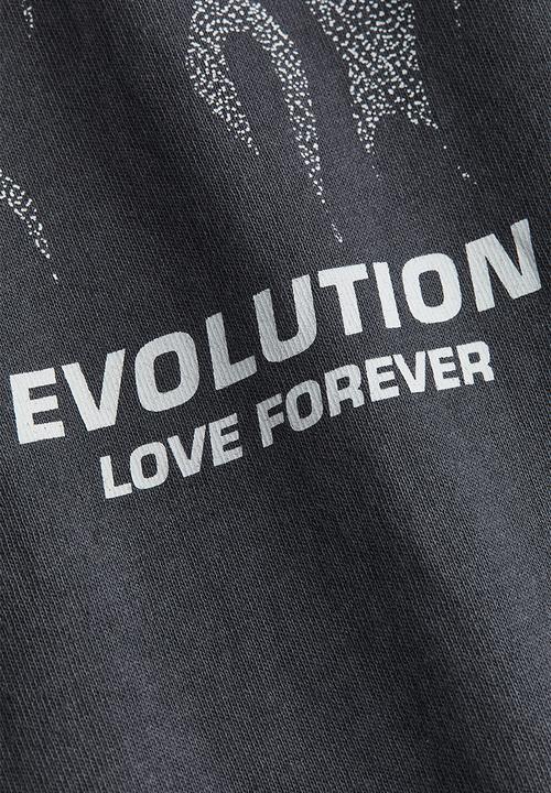 H&M - Oversized printed T-shirt - dark grey/romantic