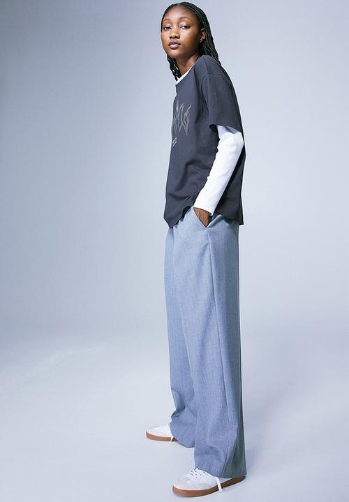H&M - Oversized printed T-shirt - dark grey/romantic