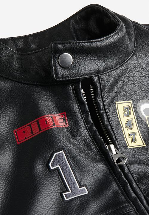 H&M - Motif-detail racer jacket - black