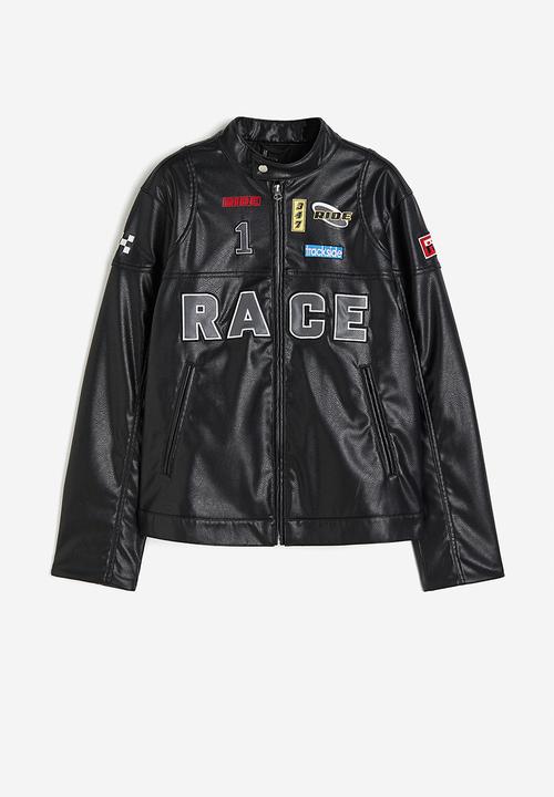 H&M - Motif-detail racer jacket - black