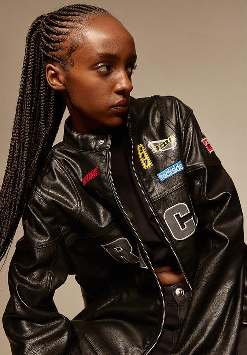 H&M - Motif-detail racer jacket - black