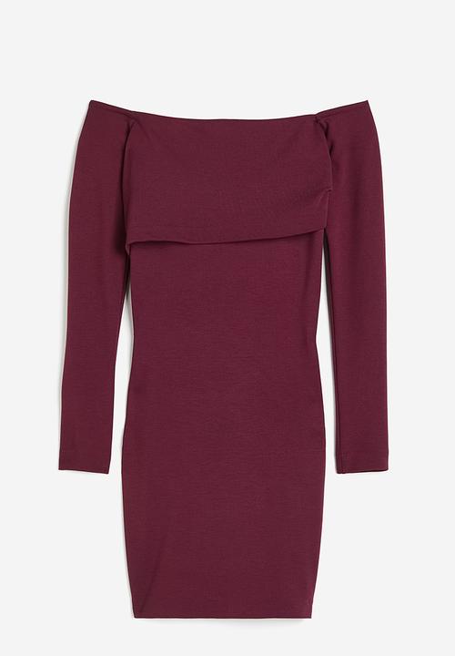 H&M - Off-the-shoulder dress - burgundy