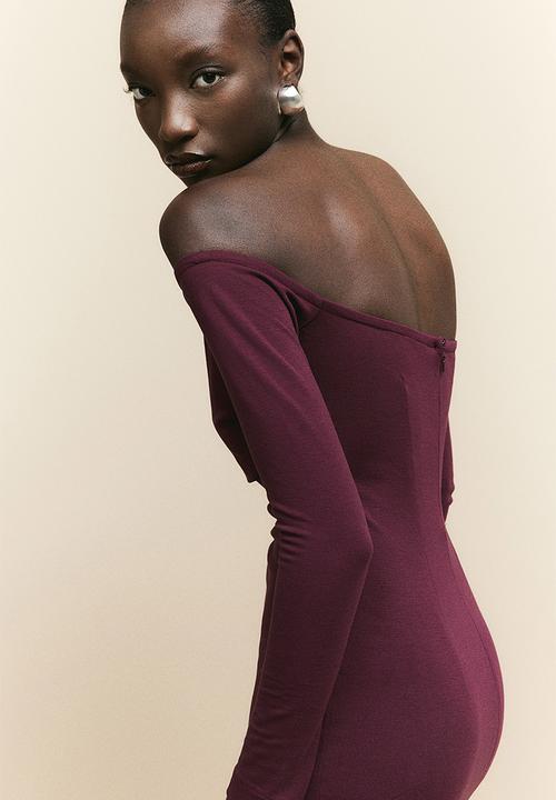 H&M - Off-the-shoulder dress - burgundy