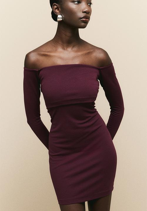 H&M - Off-the-shoulder dress - burgundy