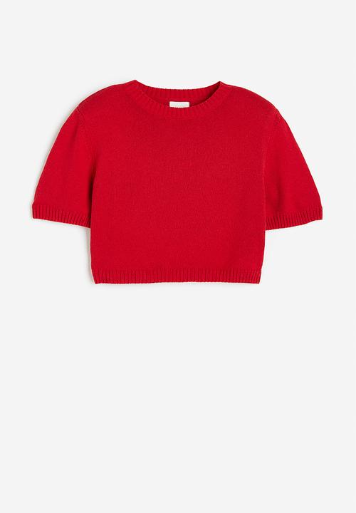 H&M - Knitted shoulder-pad top - red