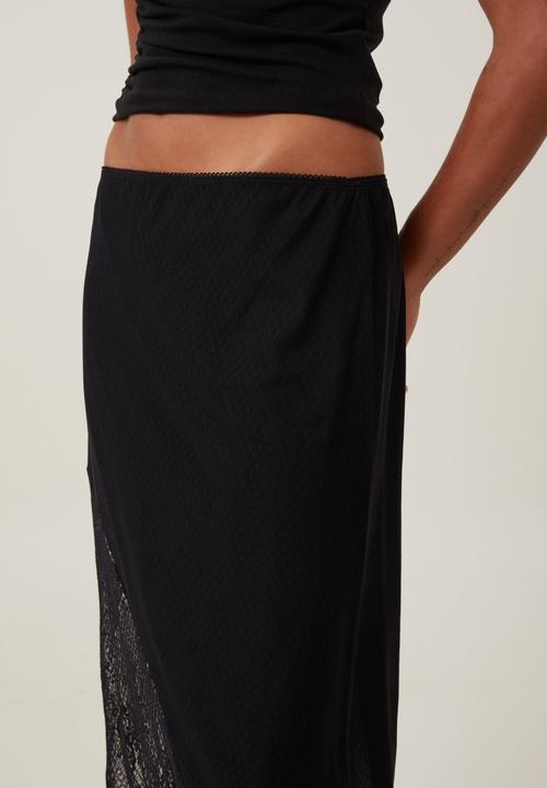 Cotton On - Lace Panel Maxi Skirt - Black
