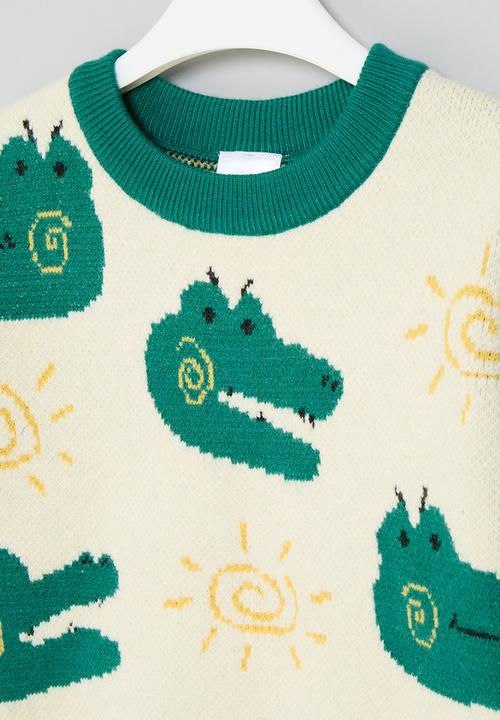 Pop Candy - Printed knit jersey - ecru & green