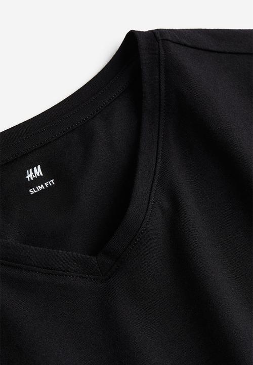 H&M - Slim fit v-neck t-shirt - black
