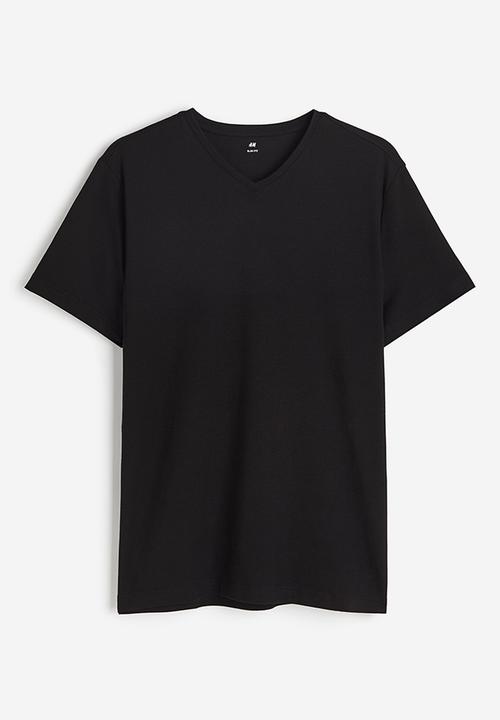 H&M - Slim fit v-neck t-shirt - black