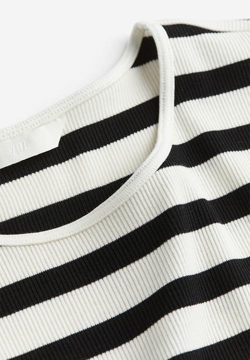 H&M - Ribbed t-shirt - white & black striped 
