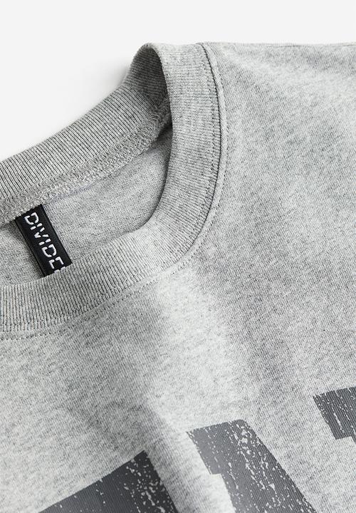 H&M - Oversized printed t-shirt - light grey marl team