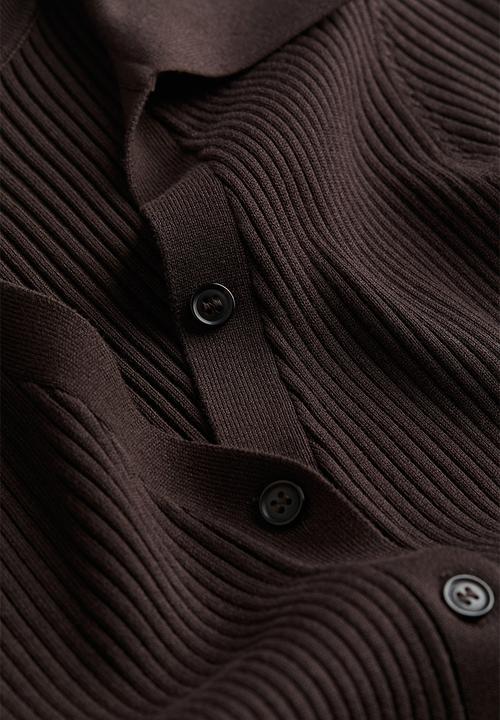 H&M - Rib-knit button-front dress - dark brown