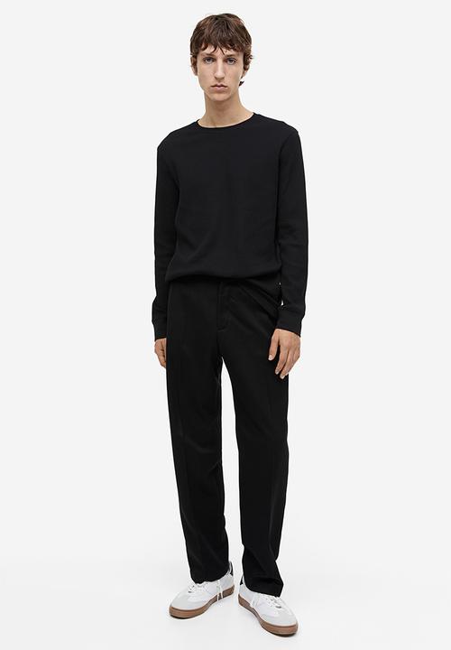 H&M - Slim fit waffled jersey top - black