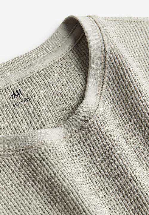 H&M - Slim fit waffled jersey top - beige