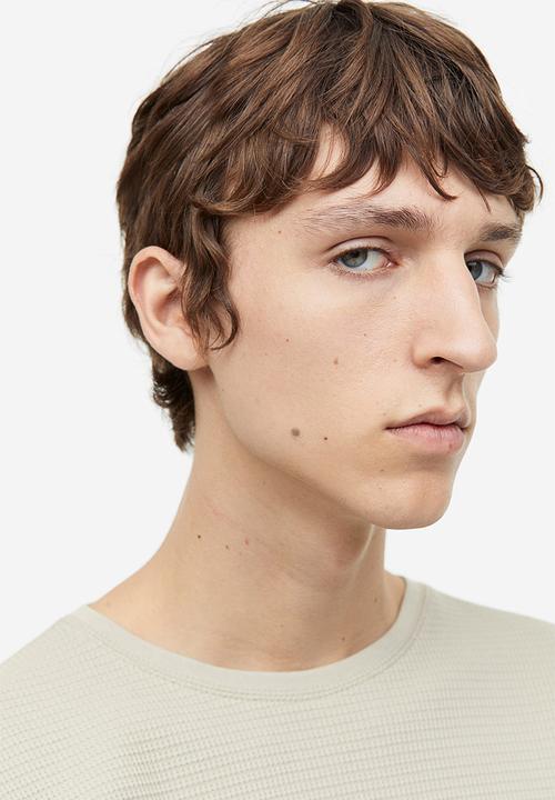 H&M - Slim fit waffled jersey top - beige