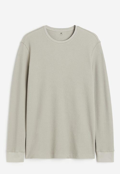 H&M - Slim fit waffled jersey top - beige