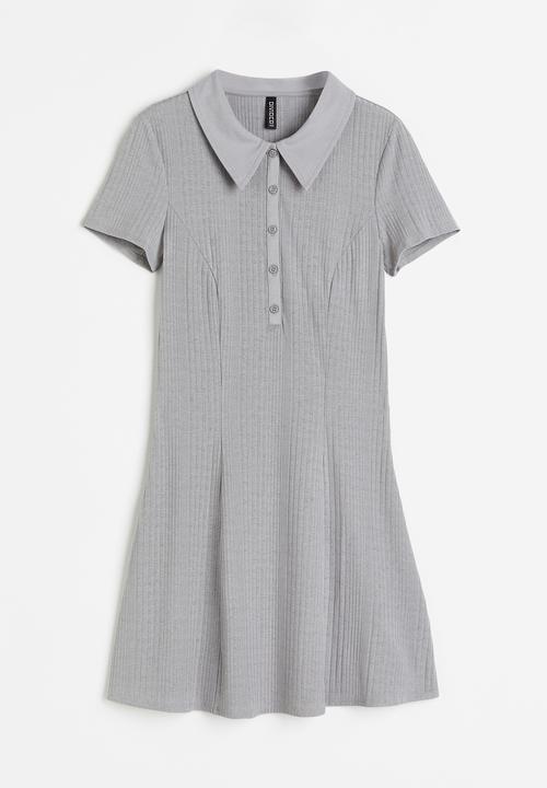 H&M - Ribbed collared dress - grey