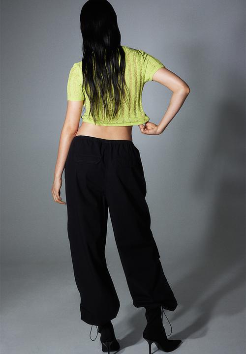 H&M - Ladder-stitch-look knitted top - lime green