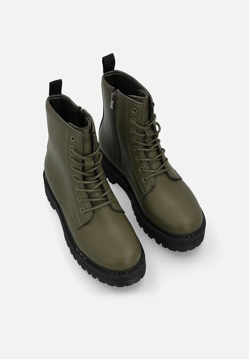 Madison® - Savannah platform lace-up boot - olive