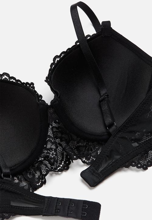 H&M - Padded underwired lace bra - black