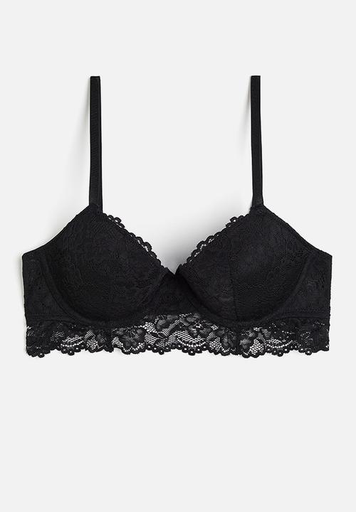 H&M - Padded underwired lace bra - black