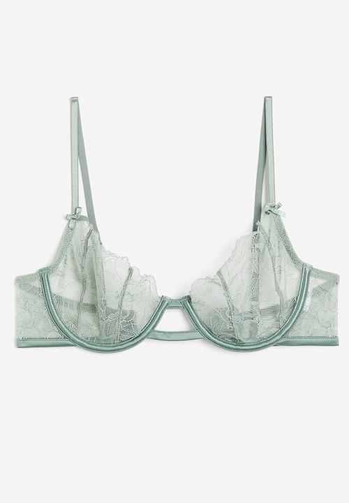H&M - Lace push-up bra - light green 