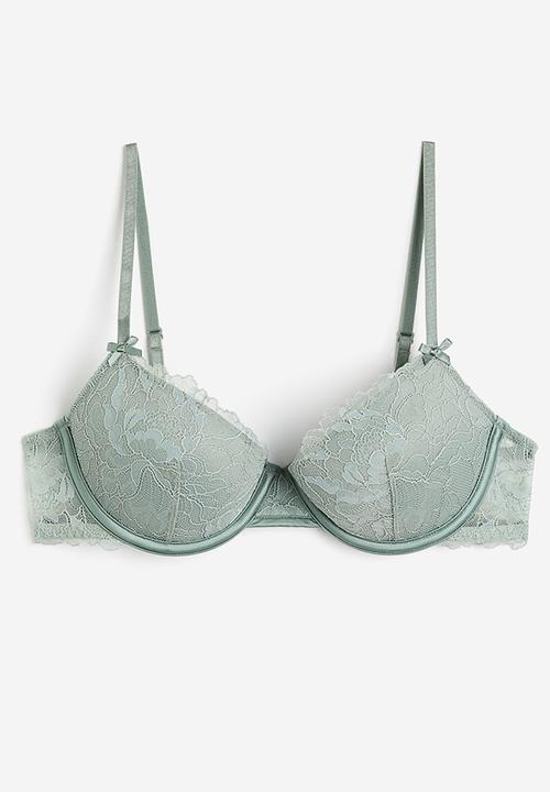 H&M - Lace push-up bra - light green 