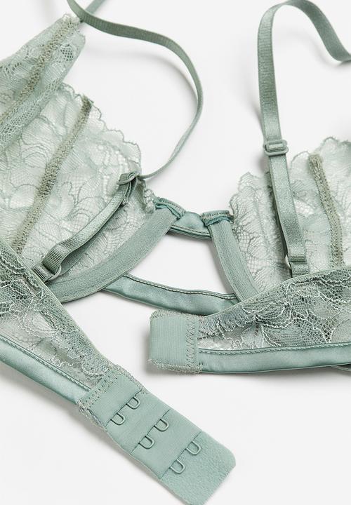 H&M - Lace push-up bra - light green 